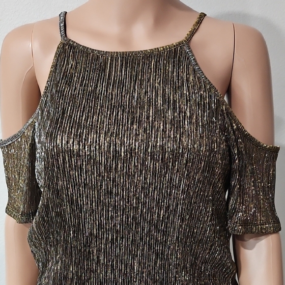 vintage 1980 Tops - Vintage Metallic Cold Shoulder Blouse